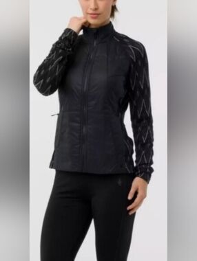 Smartwool Black Full-Zip Ski Jacket with Patterned Sleeves